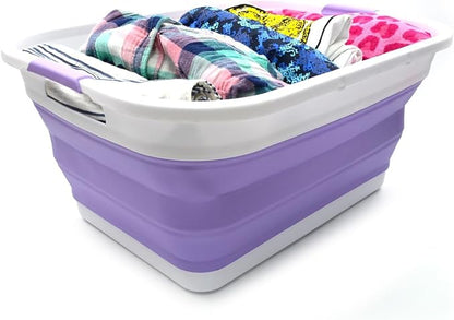 SAMMART 41L Collapsible Plastic Laundry Basket-Foldable Pop Up Storage - Image 5
