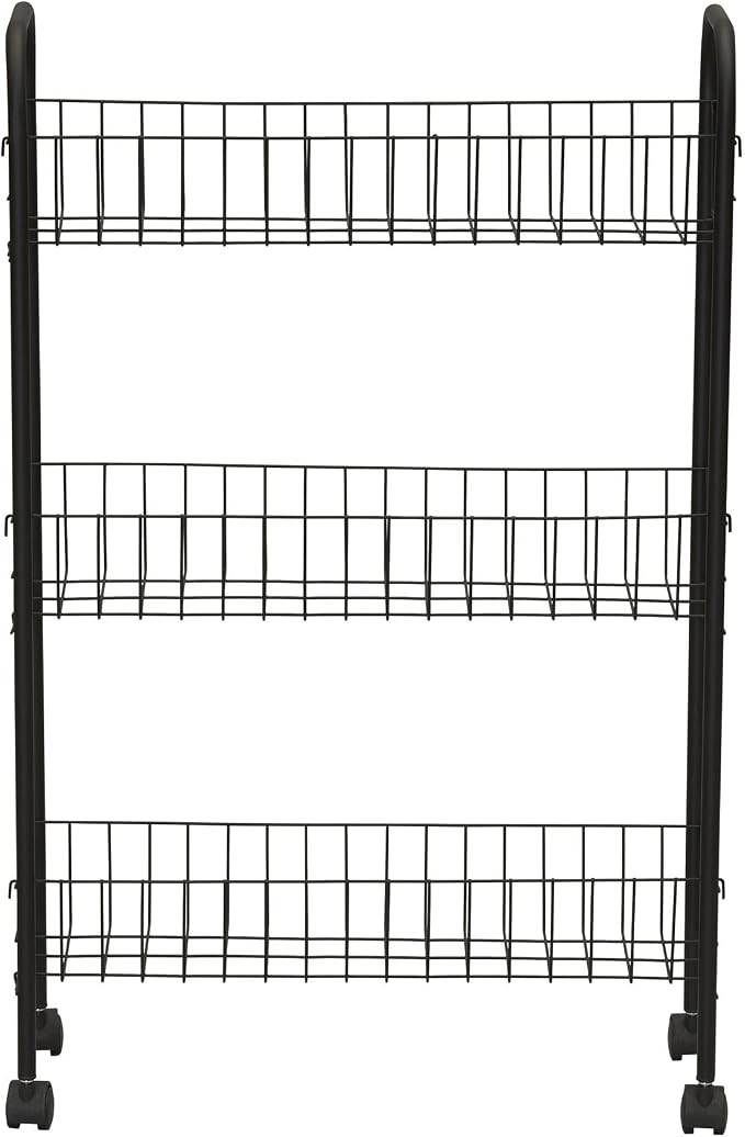 Household Essentials Matte Black Slim, 3 Shelf Storage Cart - Image 5