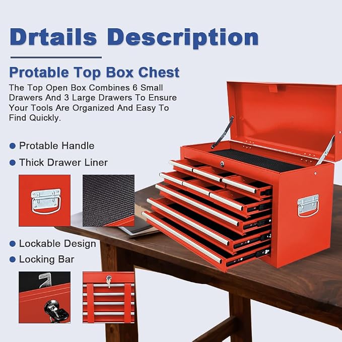Tool Chest 13-Drawer with Double Door Handle, 2 in 1 Detachable Rolling Tool - Image 4