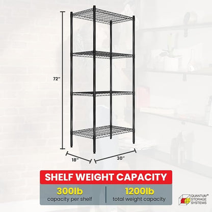 Quantum Storage Systems RWR72-1830LDBK Adjustable Wire Black Epoxy 4 Shelves - Image 3
