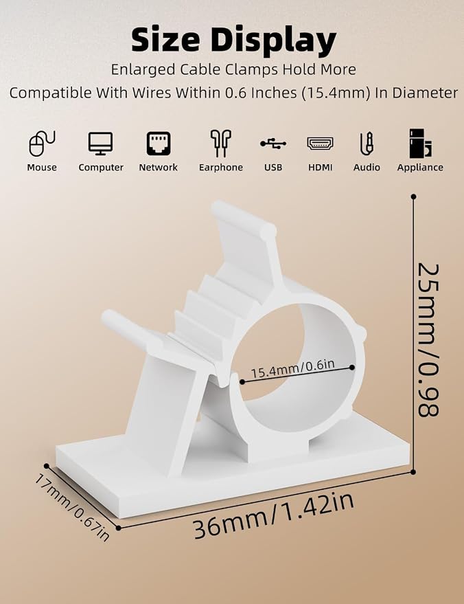 Viaky White Cord Clips Self Adhesive - Image 2