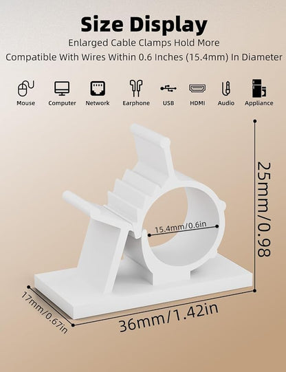 Viaky White Cord Clips Self Adhesive - Image 2