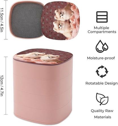 Pomeranians Puppies And Point Rotating Jewelry Organizer Box 4-Layer 360° - Image 2