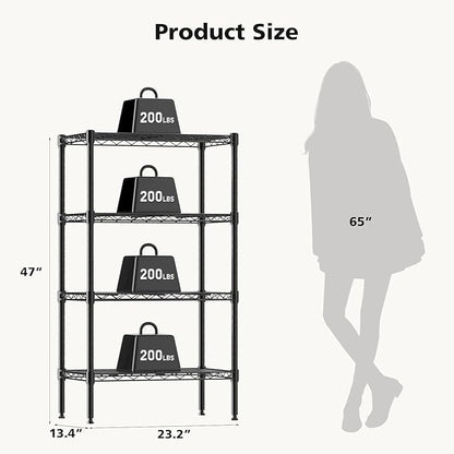 HealSmart 4-Tier Metal Wire Storage Shelves, Adjustable Standing Storage Rack - Image 3