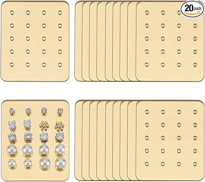 OLYCRAFT 20Pcs Acrylic Earring Display Cards 20 Holes Golden Earring Organizer by OLYCRAFT