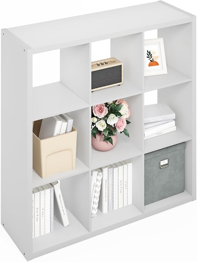 Furinno Simple Cube Storage Organizer, 9-Cube Display Shelf, Open Back Shelving by Furinno-FitsYourSpaceFitsYourBudget