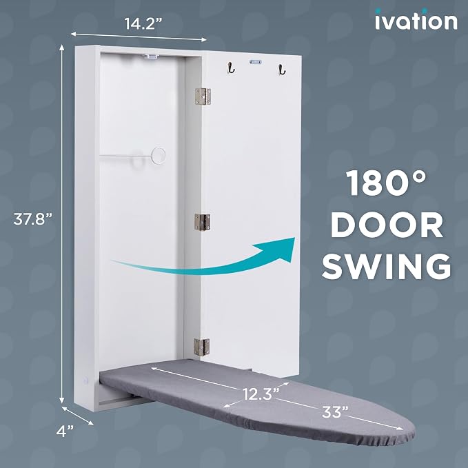 Ivation Wall-Mounted Ironing Board Cabinet, Foldable Ironing Storage Station - Image 2