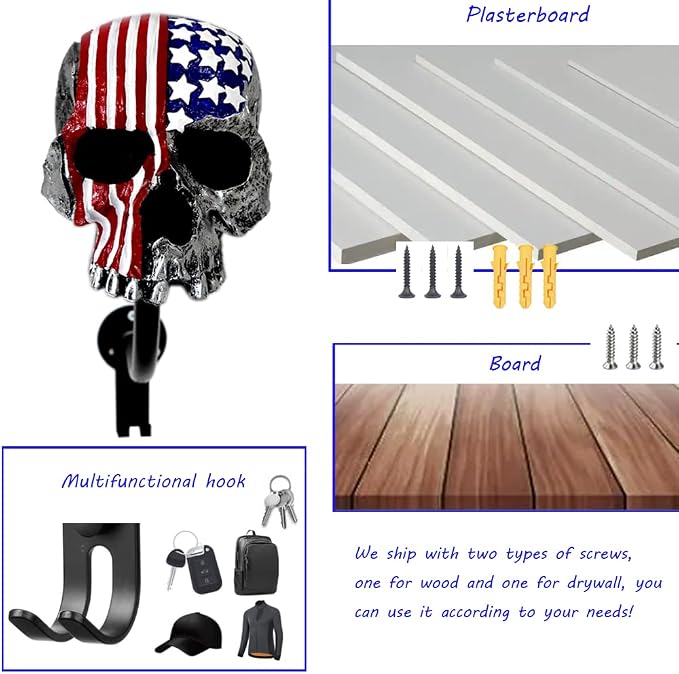 Motorcycle Accessories Helmet Holder Wall Mount, Colour Skull Motorcycle Helmet - Image 5