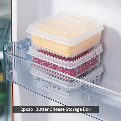 2Pack Sliced Cheese Container for Fridge, Flip Lid Clear Butter Block Cheese - Image 2