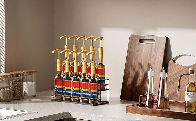 10 Bottle Capacity Coffee Syrup Organizer 2 Tier Coffee Syrup Stand Shelf - Image 6