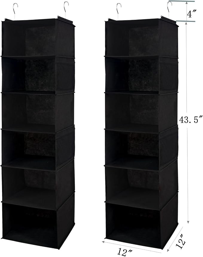BrilliantJo 6 Shelves Hanging Closet Organizer, 2 Pack Hanging Storage - Image 3