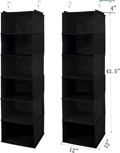 BrilliantJo 6 Shelves Hanging Closet Organizer, 2 Pack Hanging Storage - Image 3