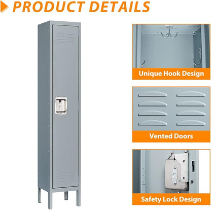 Metal Locker for Home, Dressing Room, 65.98" Steel Storage Lockers for Employees - Image 4