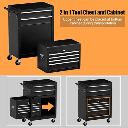 Goplus Rolling Tool Chest, 6-Drawer Tool Box Organizer w/Auto Locking System & - Image 4