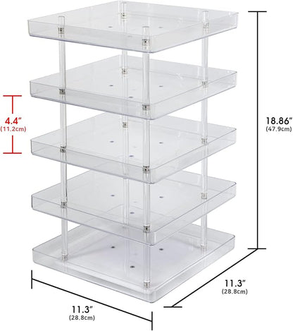 JACKCUBE DESIGN 5 Tier Clear Nail Polish 360 Rotating Display Rack Organizer - Image 7