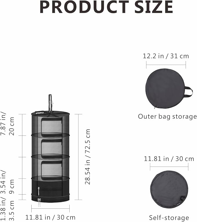 Herb Drying Hanging Mesh Rack - 1ft Diameter 4 Layer - Image 2