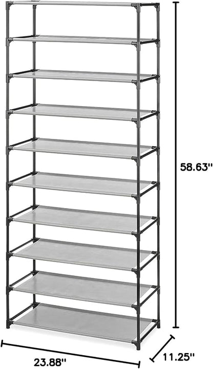 Whitmor Spacemaker 10 Tier Shoe Rack Tower, Tall Metal & Fabric Shoe Shelf - Image 7