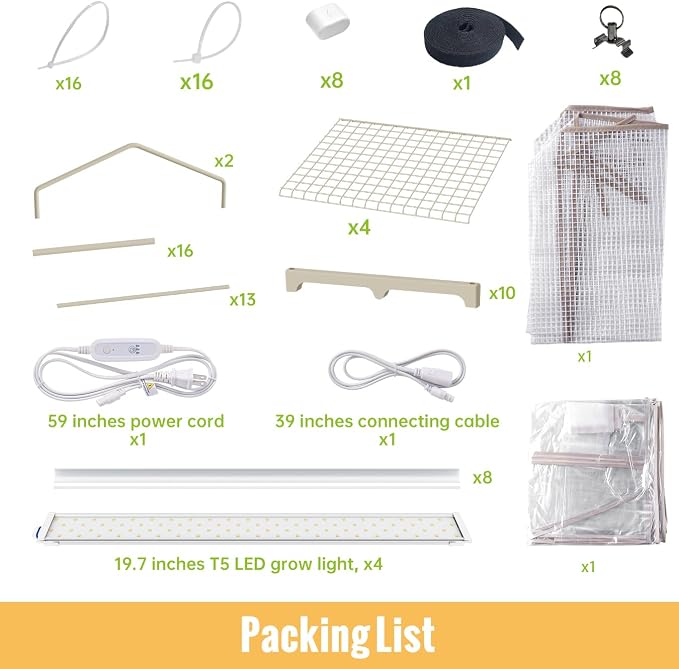 Mini Indoor Greenhouse with Grow Light, 4 Tiers Plant Shelf with 1.6FT 20W Full - Image 8