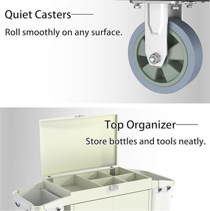 Heavy Duty Metal Housekeeping Janitorial Cart - Image 9