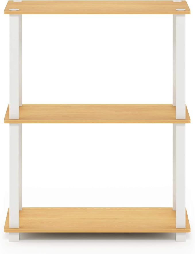 Furinno TURN-S-TUBE Storage Shelves, 3-Tier Book Shelf, Corner Shelf, Toolless - Image 4
