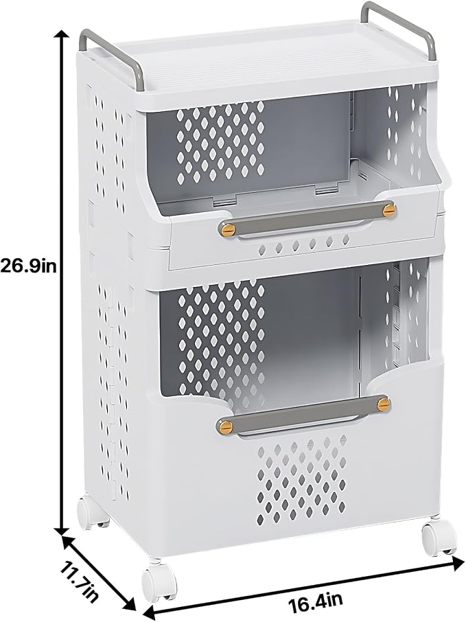 Laundry Basket with Wheels, Rolling Folding Laundry Hamper, utility cart - Image 6