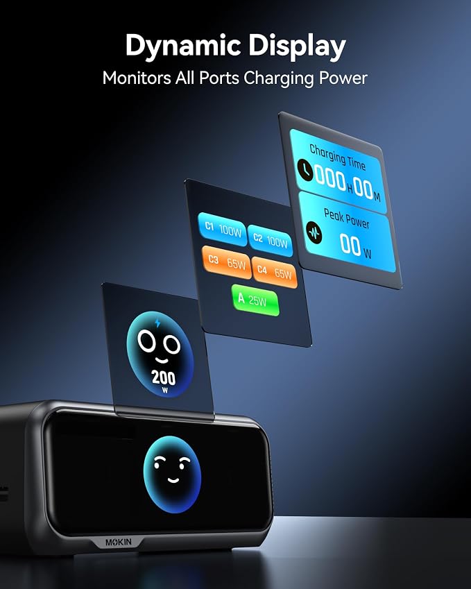 MOKiN 200W Charging Station, 6-Port GaN Desktop Charging Station - Image 3