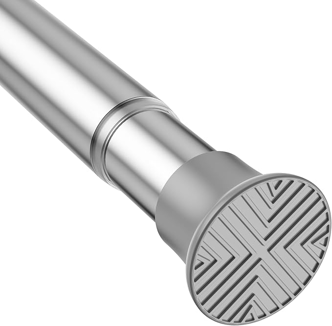 Silver Shower Curtain Rod 32 to 76 Inches Adjustable, 7/8 Inch Diameter Heavy by HAOYUNTE
