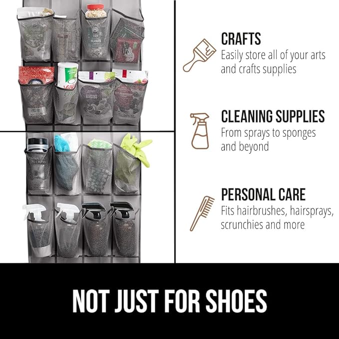 GORILLA GRIP Over the Door Shoe Organizer, 24 Extra Large Breathable Mesh - Image 7