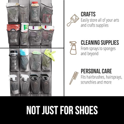 GORILLA GRIP Over the Door Shoe Organizer, 2 Pack, 24 Breathable Mesh Pockets - Image 7
