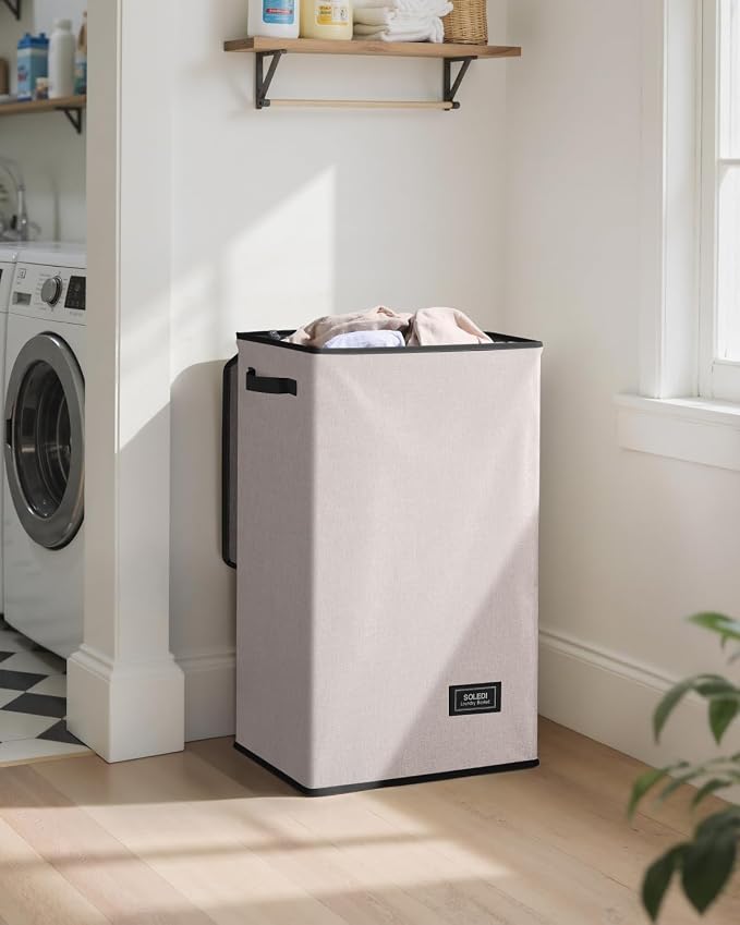 SOLEDI Laundry Hamper with Lid 90L Large & Tall Collapsible Laundry Basket - Image 2