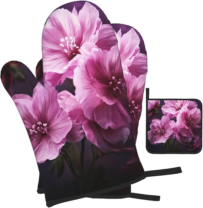 Oven Mitts and Pot Holders Sets of 3 Flowers Oven Mitts 3 Pcs Heat Resistant by Unknown