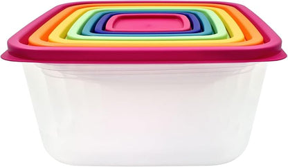 14 Pack Rainbow Multi Color Plastic Food Storage Containers by Unknown