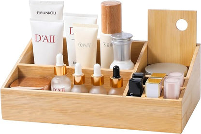 Bamboo Makeup Desk Organizer, Makeup Storage Organization Table Box, Suitable by Unknown