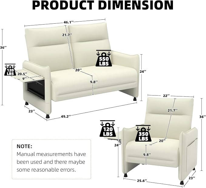 3-Piece Living Room Sofa Set, Faux Leather Loveseat & Accent Chairs Set of 2 - Image 2