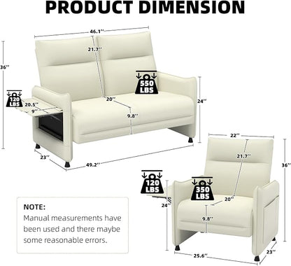 3-Piece Living Room Sofa Set, Faux Leather Loveseat & Accent Chairs Set of 2 - Image 2