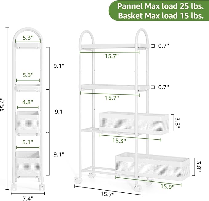 KINGRACK 4-Tier Slim Storage Cart - Image 7
