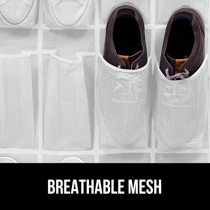 GORILLA GRIP Over the Door Shoe Organizer, 24 Extra Large Breathable Mesh - Image 5