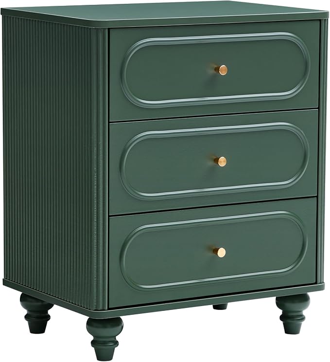 3 Drawer Fluted Dresser for Bedroom Set of 2, Mid Century Modern Chest of - Image 9