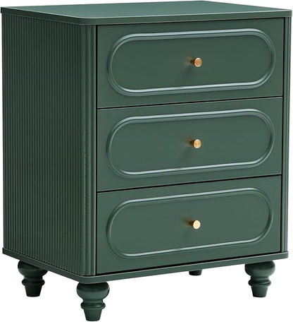 3 Drawer Fluted Dresser for Bedroom Set of 2, Mid Century Modern Chest of - Image 9
