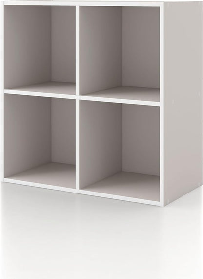 Homes: Inside + Out Apexa 4-Cube Storage Organizer Shelves, Stackable Wood by HOMESInsideOut