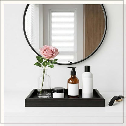 2Pcs Wooden Valet Tray with Leather Base, 11.8 x 7.87inches Entryway Bedside - Image 5