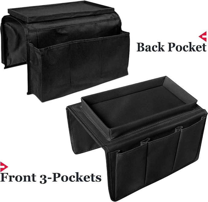 5 Pockets TV Remote Control Holder Couch Sofa Tray Armrest Organiser Oxford - Image 5