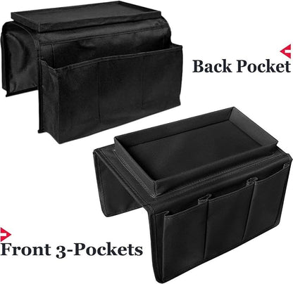 5 Pockets TV Remote Control Holder Couch Sofa Tray Armrest Organiser Oxford - Image 5