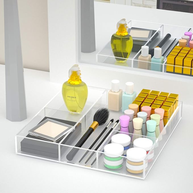 HIIMIEI Acrylic Drawer Organizer, 6 Section Clear Makeup Tray Organizer - Image 4