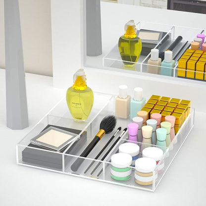 HIIMIEI Acrylic Drawer Organizer, 6 Section Clear Makeup Tray Organizer - Image 4