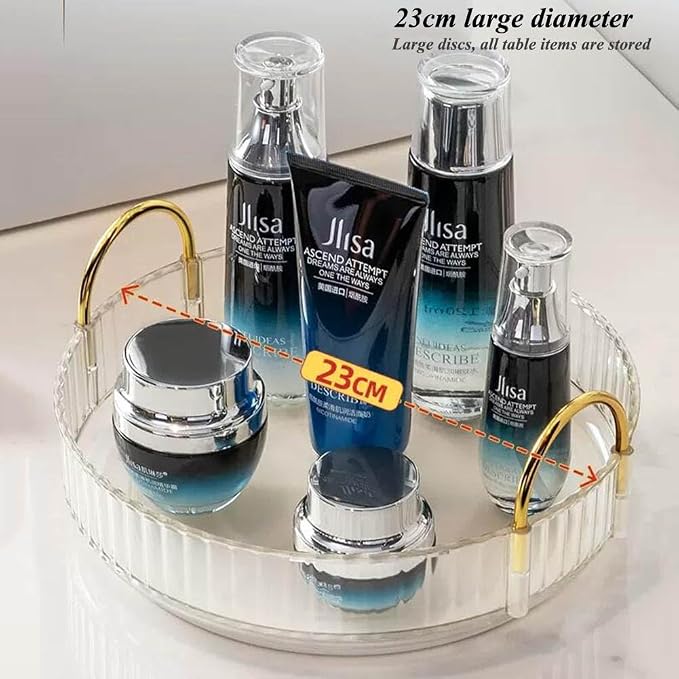 360° Rotating Makeup Organizer, Bathroom Makeup Carousel Spinning Holder Rack - Image 2