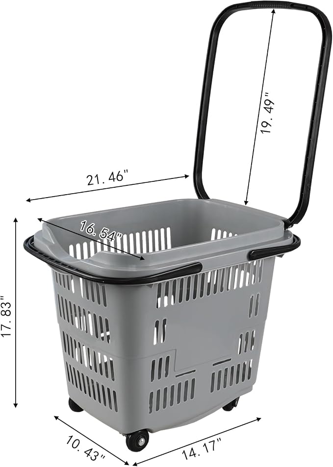 4 Pcs 50 L Plastic Rolling Shopping Basket - Image 2