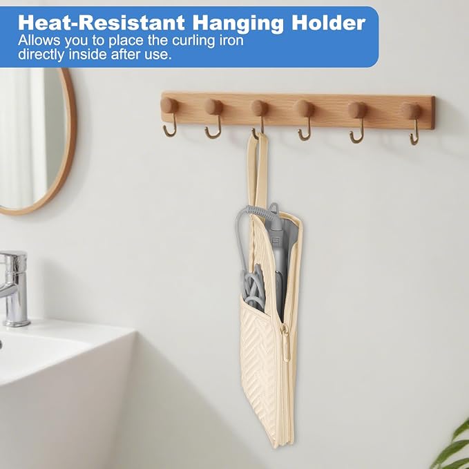 SITHON Hot Iron Holder & Mat, Heat Resistant Hair Tools Travel Bag Portable Hot - Image 3