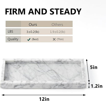 Real Natural Small Marble Tray for Bathroom, Kitchen and Desktop, Rectangle - Image 2