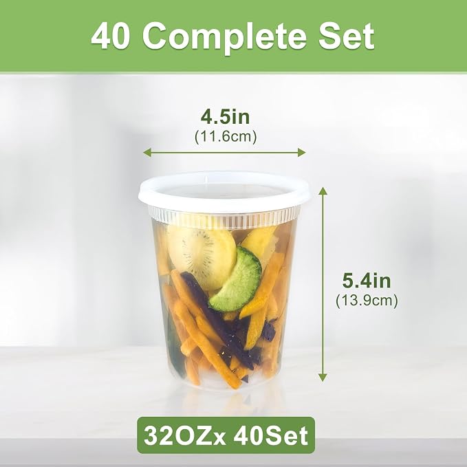 40 Sets Deli Containers with Lids 32 oz, Leak-Proof & BPA Free Airtight Takeout - Image 2
